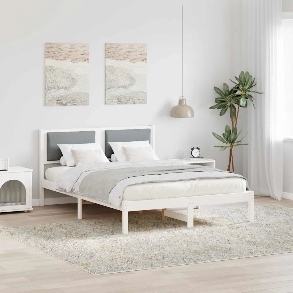Struttura del letto Grigio chiaro 140 x 190 cm Pino massello