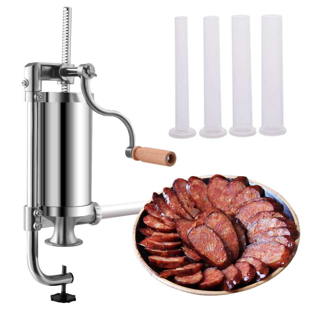 1,5kg Macchina insaccatrice per salsicce in acciaio inox con 4 tubi di riempiment, Insaccatrice manuale