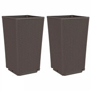 2 pz Fioriere | Cassetta per fiori | Vaso da Giardino Marrone 32,5x32,5x57 cm in PP