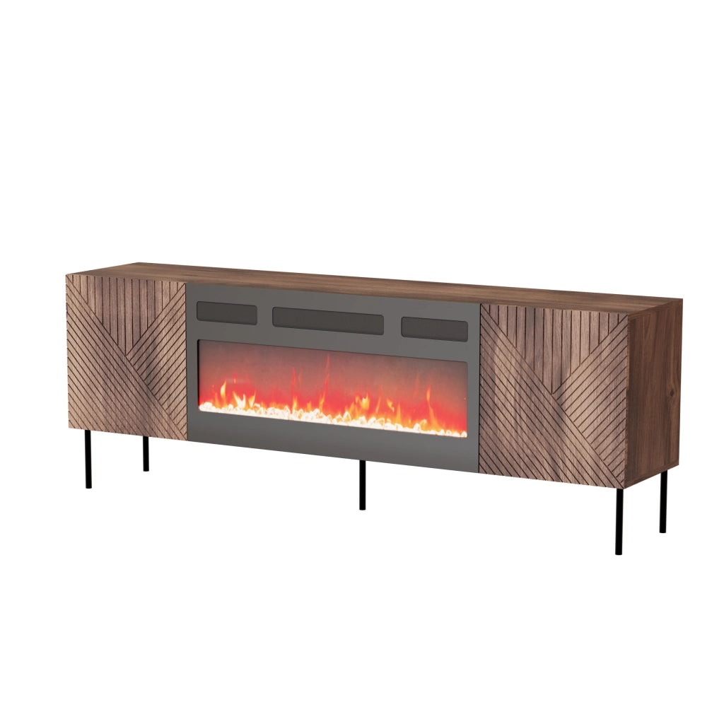 MOBILE NOCCIOLA EF PORTA TV 190 2D1K CAMINO WARMIAN NOCE ARTDECO