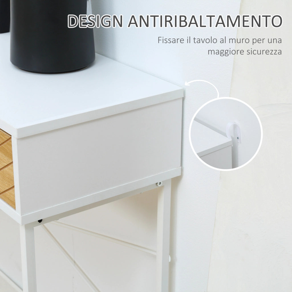 Consolle per Ingresso con 2 Cassetti in Metallo ¨C zephmum ¨C Bianco 100x30x75