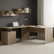 Ascuby, Scrivania Angolare Made in Italy, 180x60x75h cm Marrone Rovere