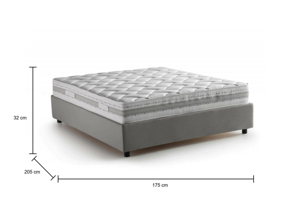 Letto Matrimoniale Apel, Letto Matrimoniale Materasso Incluso Made in Italy, Grigio