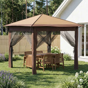 Gazebo con 4 Pareti 2,6 x 2,6 m Beige e Marrone 42036805
