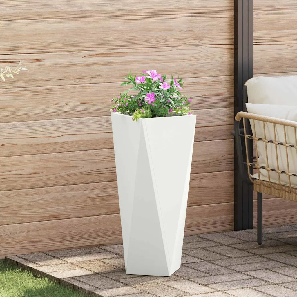Fioriera 2 pcs Bianco 30 x 30 x 75 cm Acciaio