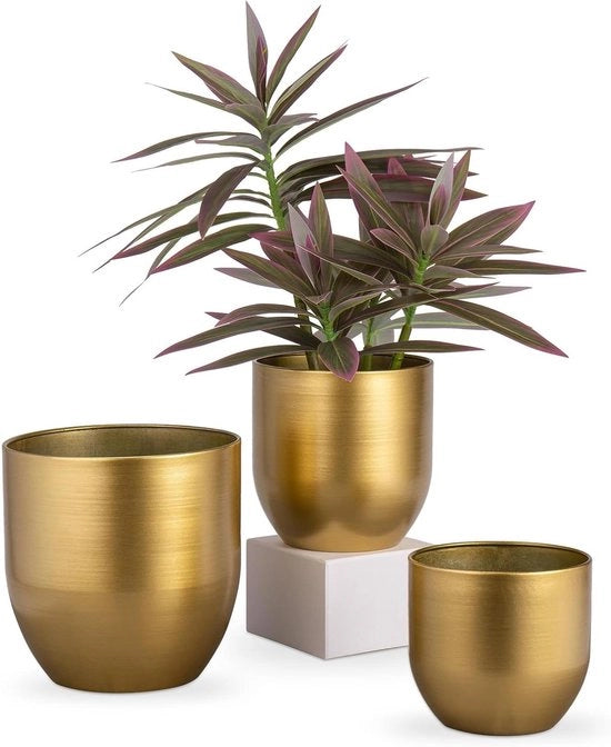 Set di 3 vasi di ghisa in oro - Moderno e decorativo per dentro e fuori