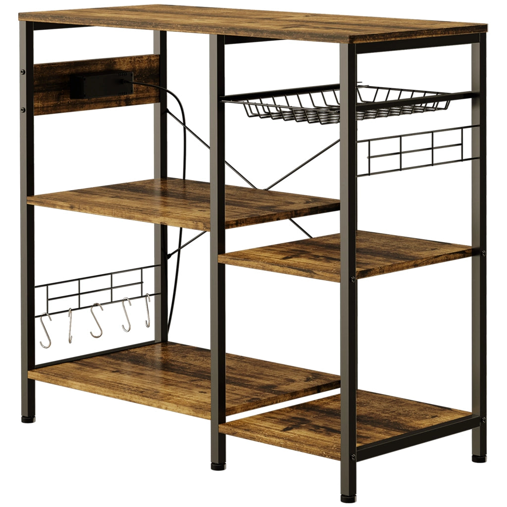 Mobile da Cucina 3 Ripiani con Presa e USB ¨C zephmum ¨C Truciolato 90x40x83cm