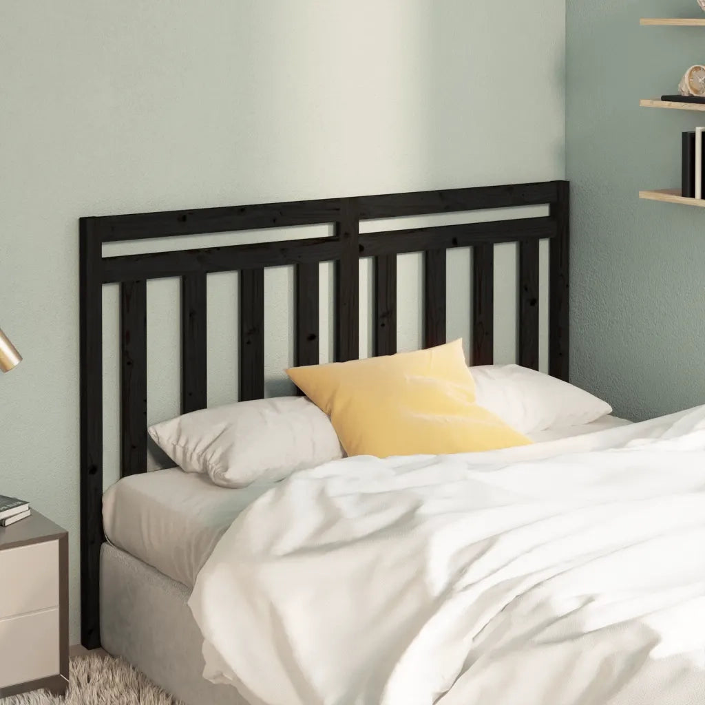 Testiera per Letto Nera 156x4x100 cm in Legno Massello di Pino 817799