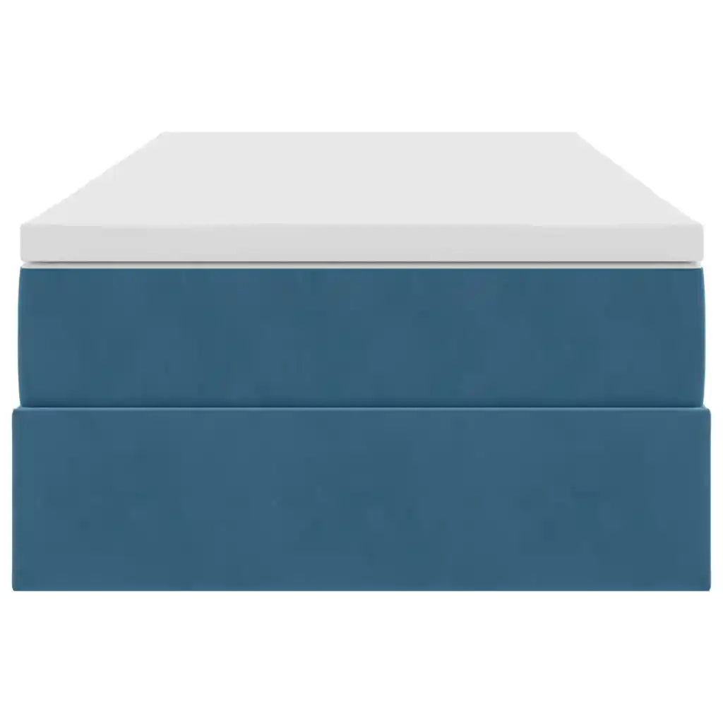 Letto con contenitore e materasso Blu Scuro 90 x 190 cm Velluto