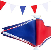 Vele Dubbelziodige Stoffe per Vela - 75 Stuks - 30 Metri - Rosso/Bianco/Azzurro - Decorazioni Patriottiche - Set di Vele