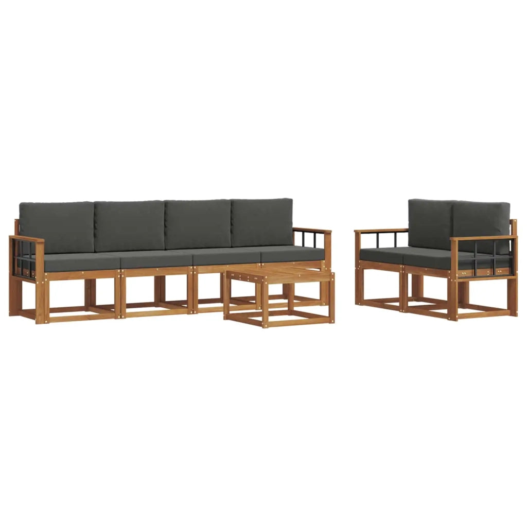 Set di divani da esterno con cuscino 7 pcs Naturale e Antracite 3366055