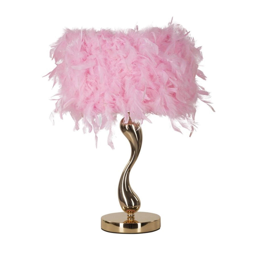 Lampada da Tavolo Piume 4, Rosa, Metallo, 25x25x47 cm