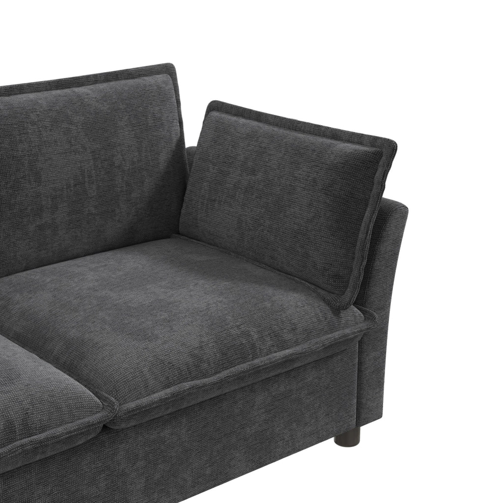 Divano modulare 2 posti 155 x 81 x 87 cm in chenille grigio