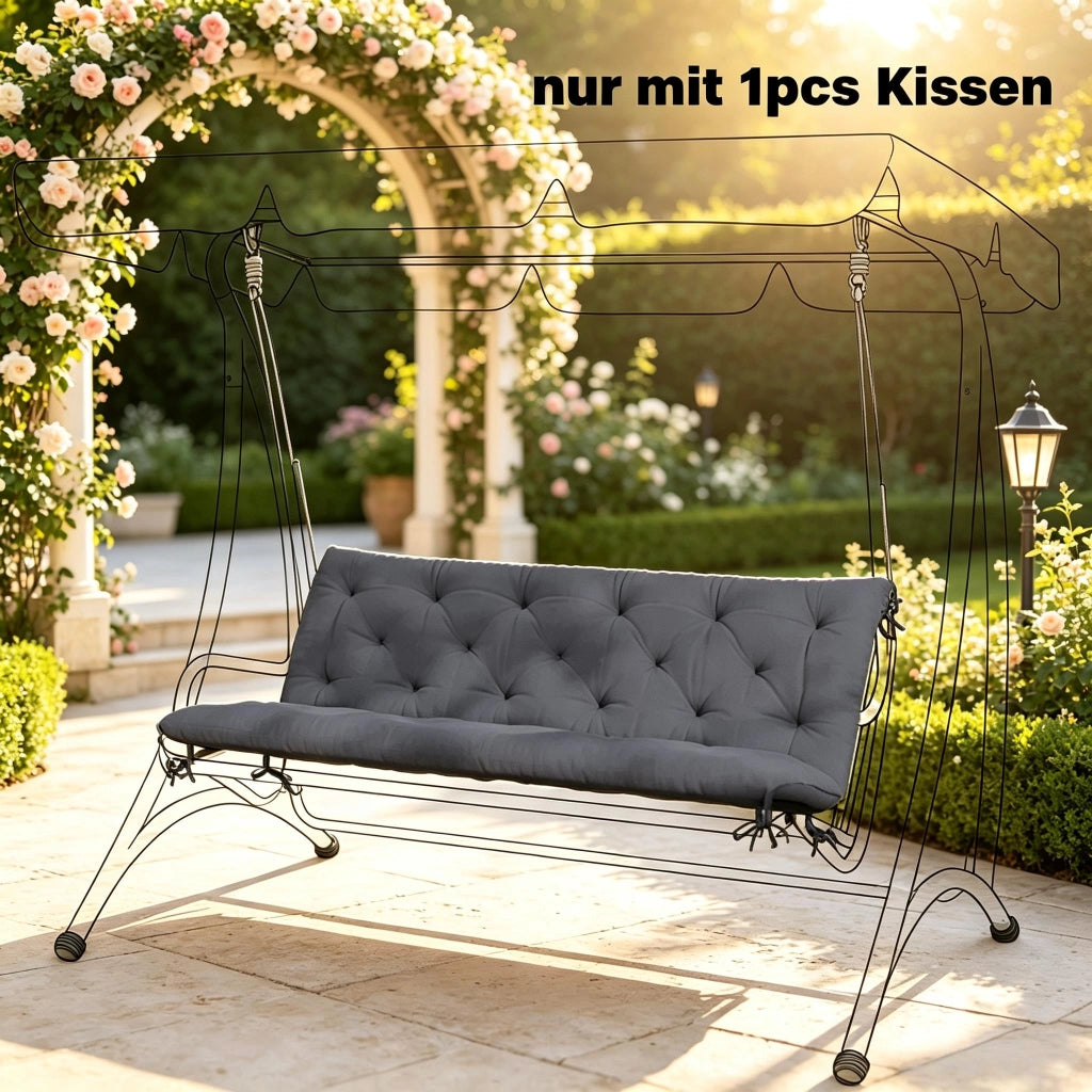 Cuscino per dondolo e panca con schienale alto e imbottitura spessa in cotone poliestere grigio 150 × 98 × 8 cm