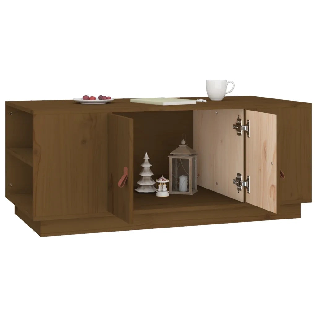 Tavolino da Salotto ambra 100x50x41cm in Legno Massello di Pino 818258