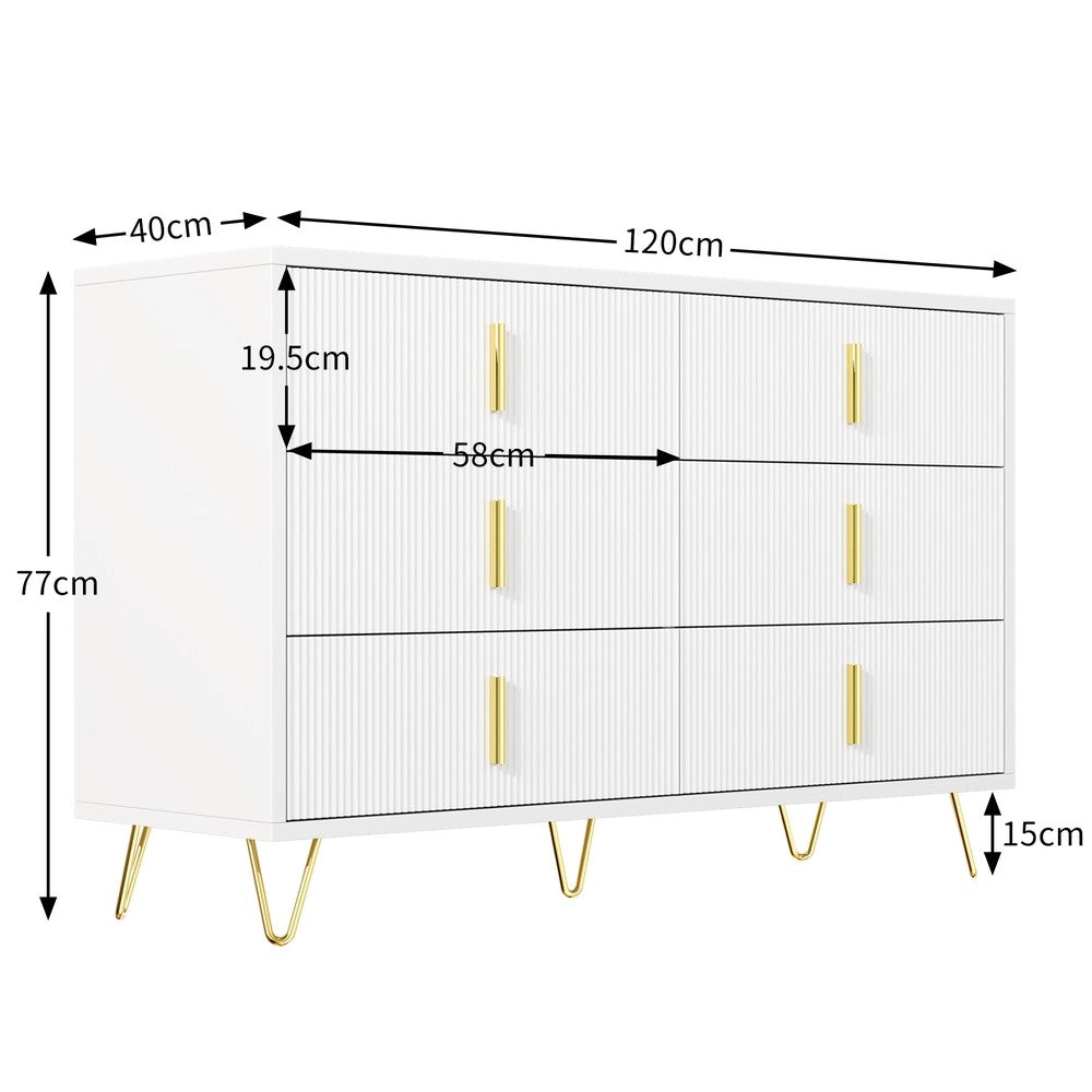 Credenza Moderna con Cassetti ¨C MINIMAL ¨C Bianco/Nero, Maniglie Dorate