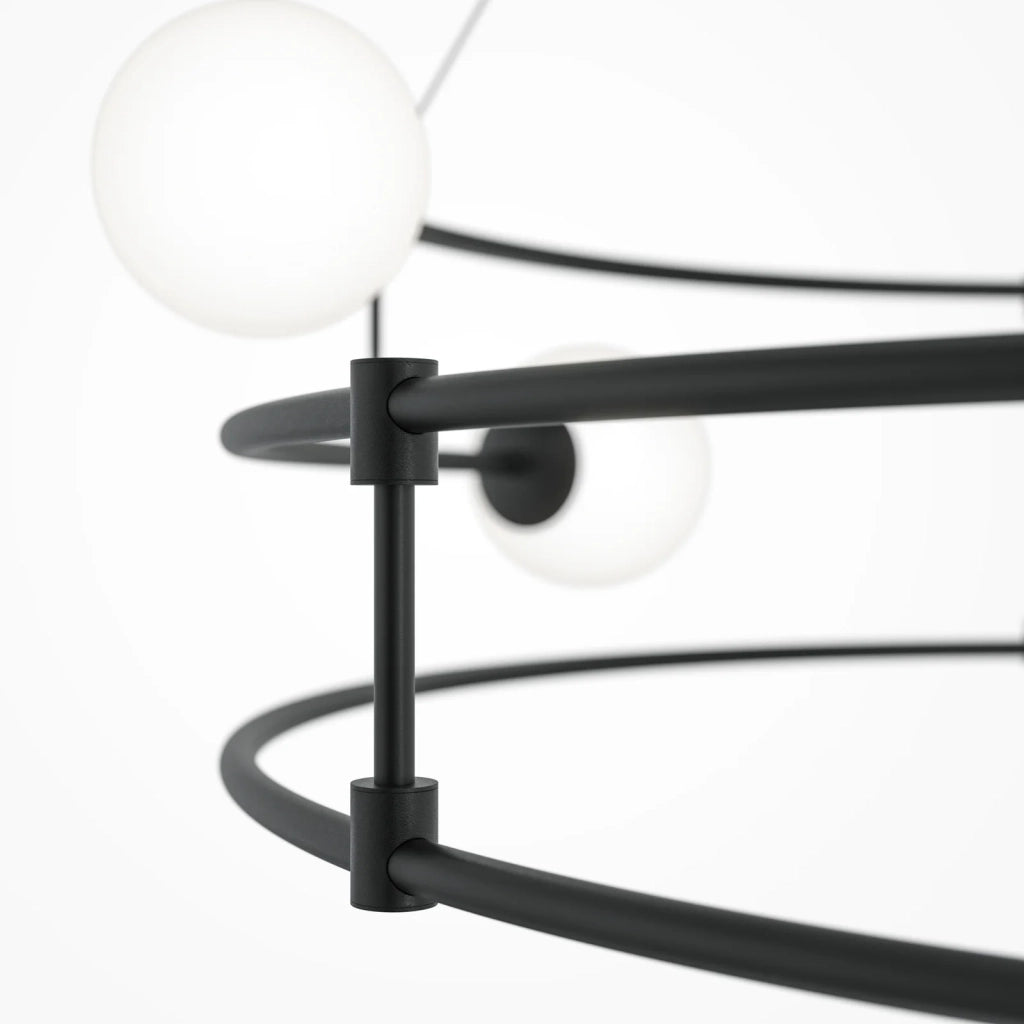 Maytoni Lampadario moderno Balance 6 luci G9 finitura nero metallo vetro
