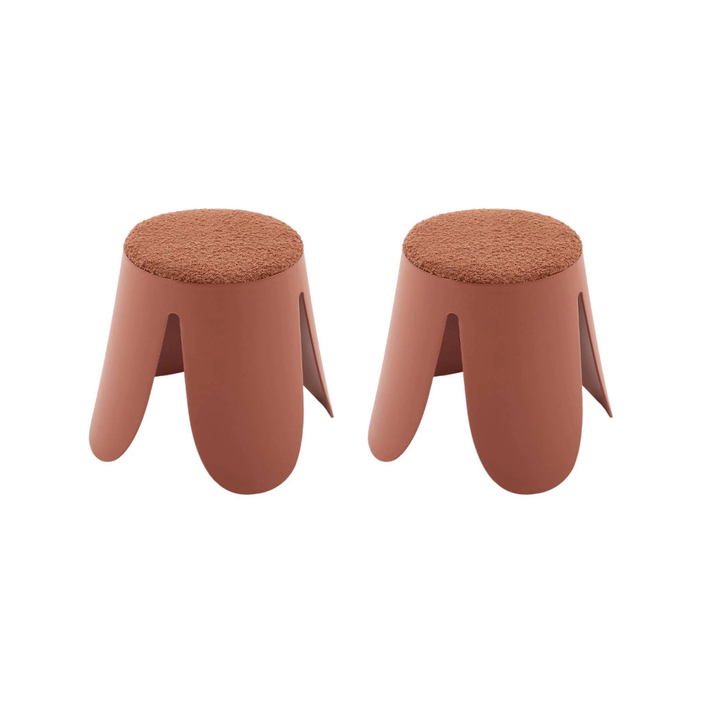 Sgabello impilabile per bambini in bouclé testurizzato, set di 2,