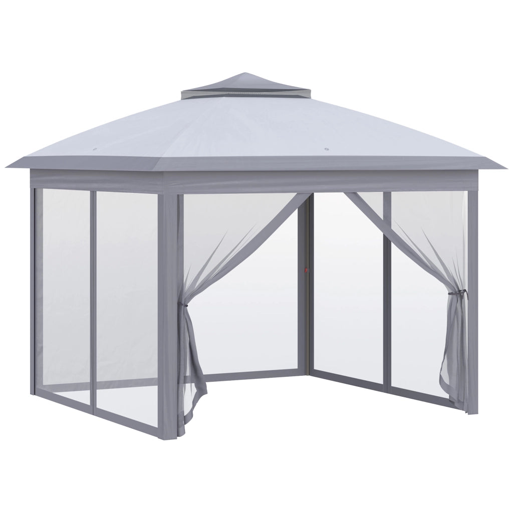 Tenda da Giardino Pop-up 3x3m ¨C zephmum ¨C Grigio con Reti Zippate e Sacchetto