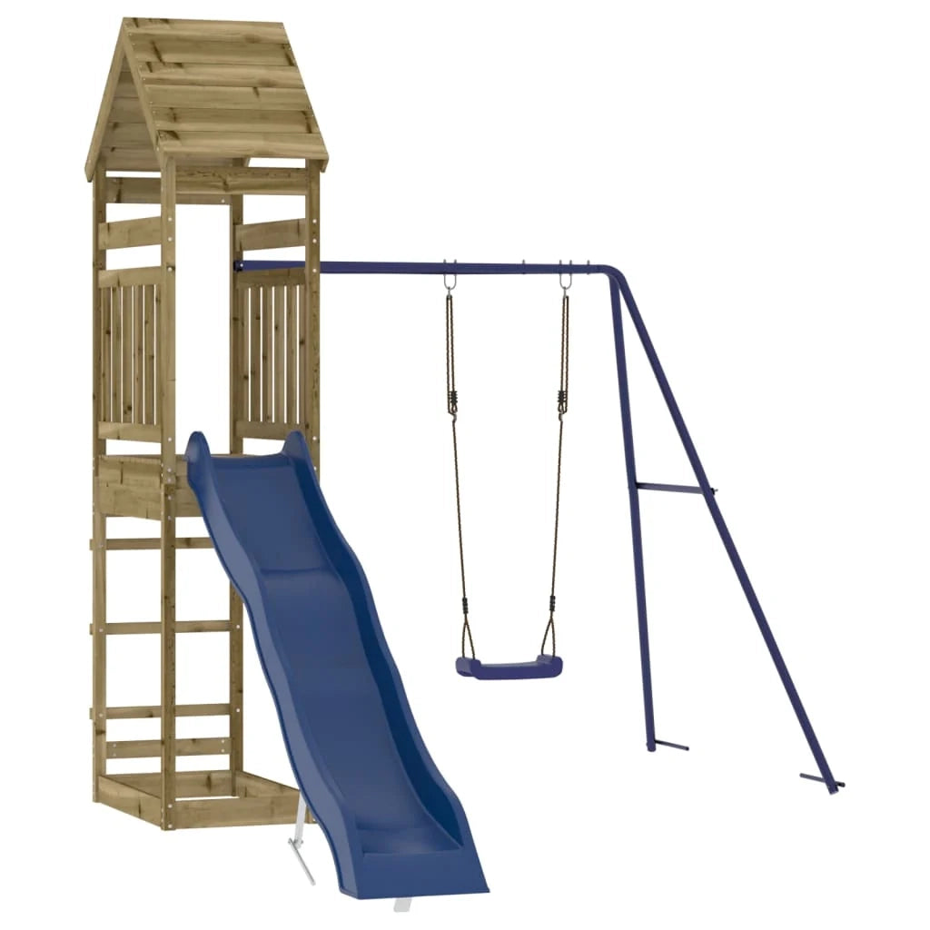 Area giochi all'aperto con altalene scivolo e robuste strutture per arrampicarsi  giochi da giardino 53 x 85 x 264 cm legno di pino impregnato 02_0004859