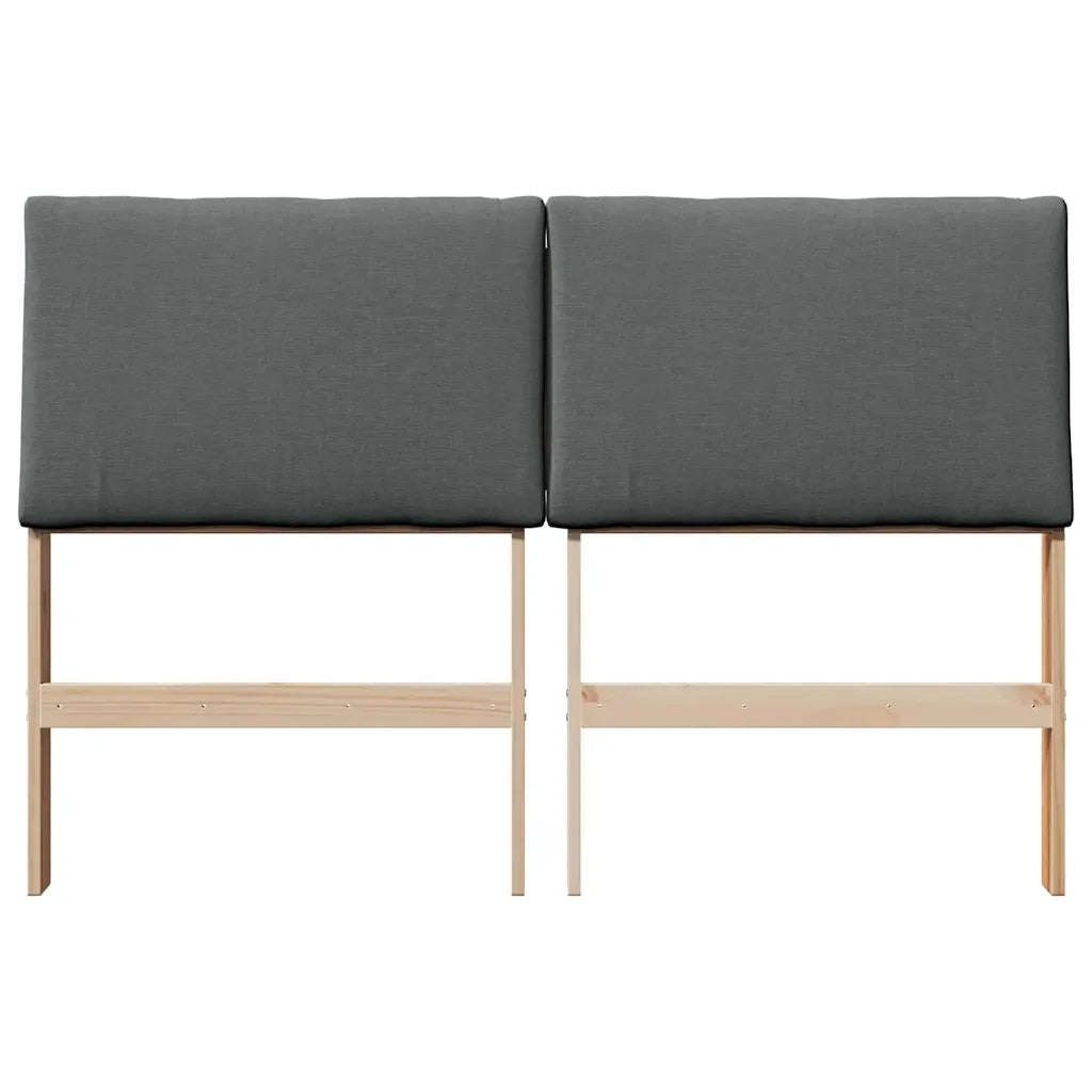 Testiera | Testata imbottita Grigio scuro 140 cm Pino massello