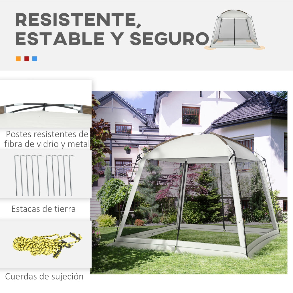 Tenda da giardino 3x3 m ¨C zephmum ¨C bianco con 4 zanzariere e 2 porte