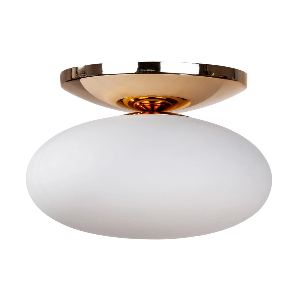 Plafoniera ovale in vetro bianco/oro OMI Zuma Line E27 40cm