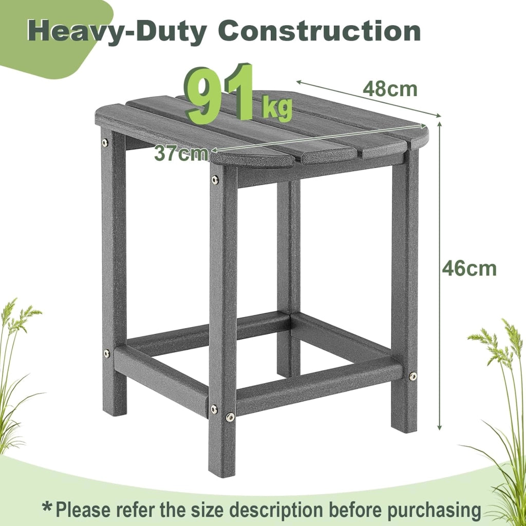 Set di 2 tavolini da giardino in HDPE, piccolo tavolino impermeabile con carico di 91 kg, tavolino da caffè, per balcone, terrazza, patio, 48 x 37 x 46 cm