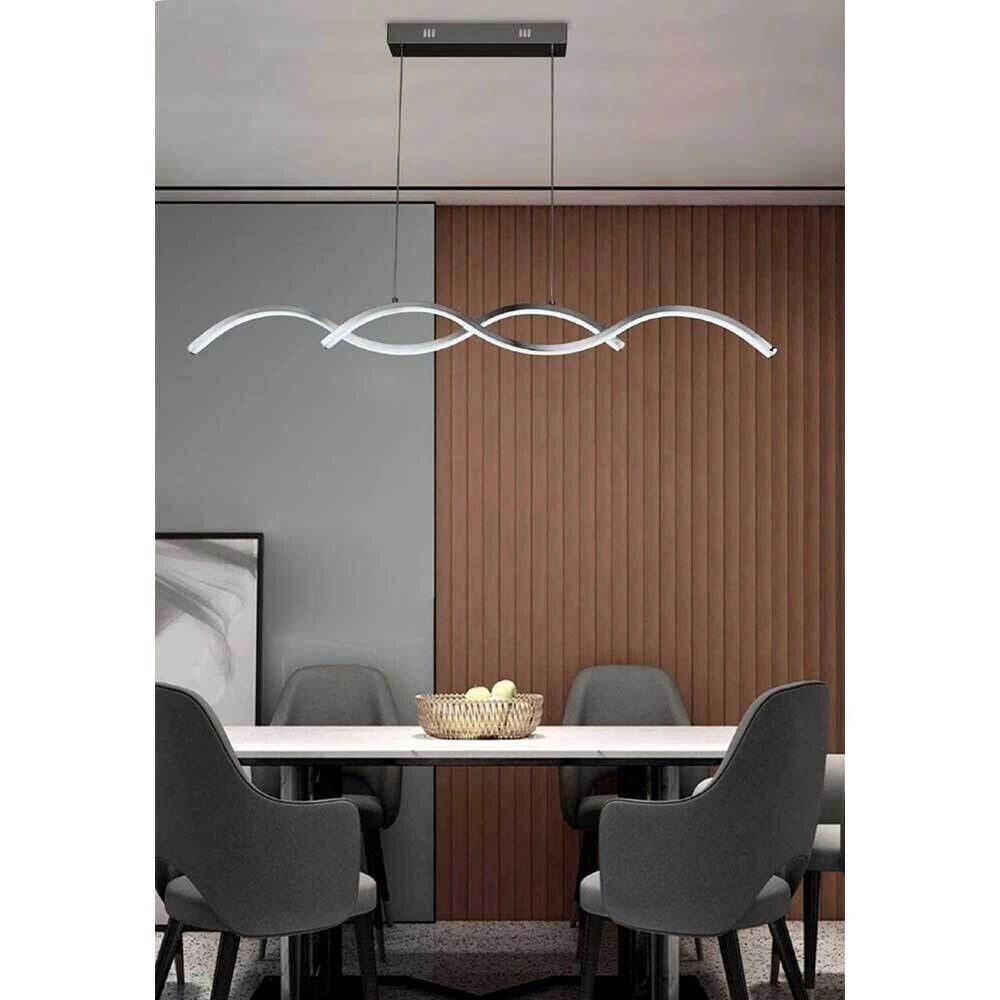 Lampadario Led a Sospensione da soffitto illuminazione Design Moderno 25w twist Bianca Fredda 6500k Silver