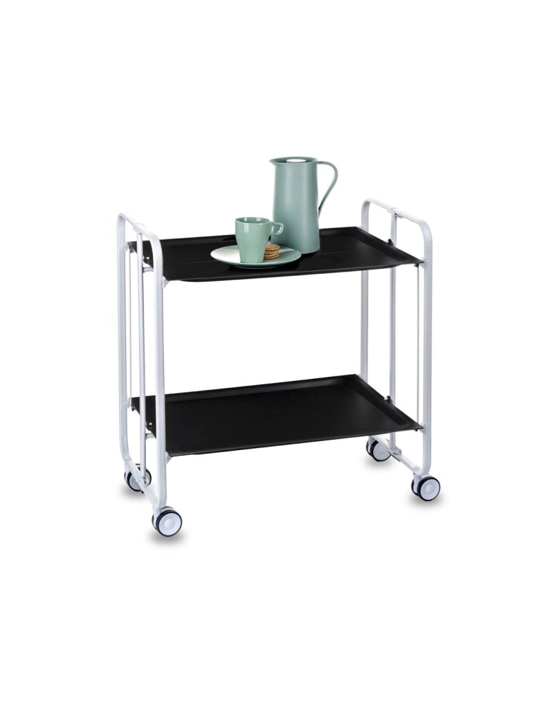 Carrello da cucina pieghevole bianco con ruote BAUHAUS 2 ripiani