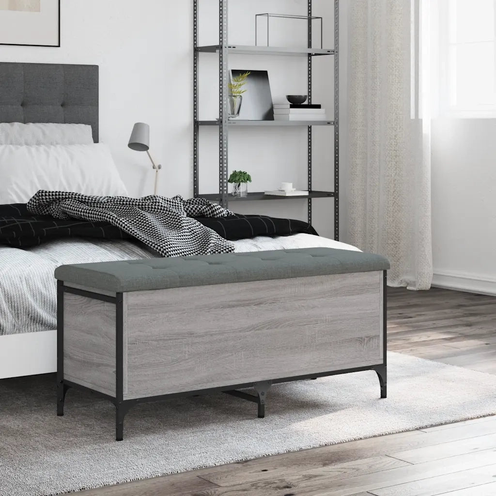 Panca Portaoggetti Grigio Sonoma 102x42x45 cm Legno Multistrato