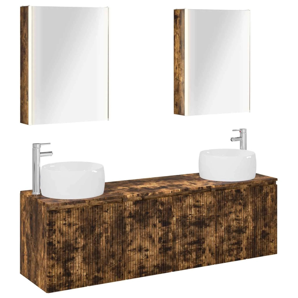 Set di Armadi da Bagno 5 pcs Rovere Fumo Legno ingegnerizzato 3406531