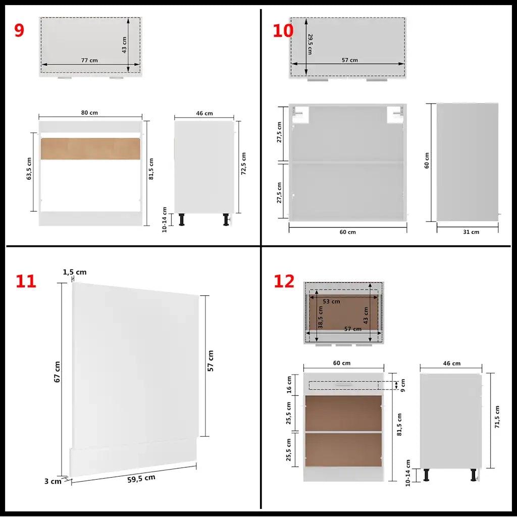 Set Armadi da Cucina 14 pz Bianco in Truciolato