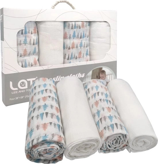 Set di asciugamani per bambini in tessuto mousseline, 4 pezzi, 70 x 70 cm, cotone, unisex
