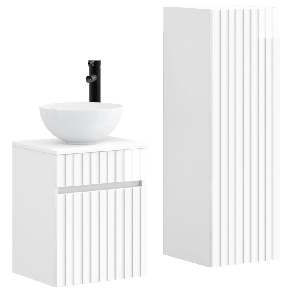 Set di mobili per il bagno 2 pz Bianco Lucido 3406137