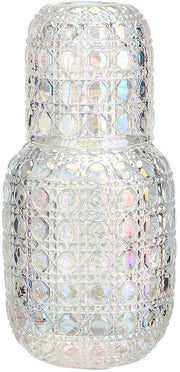 Set di notte vintage con caraffa e bicchiere in vetro - capacità 440 ml - stile retro - elegante sbocco in vetro - modello con caraffa e bicchiere in vetro - capacità 440 ml - stile retro - elegante sbocco in vetro