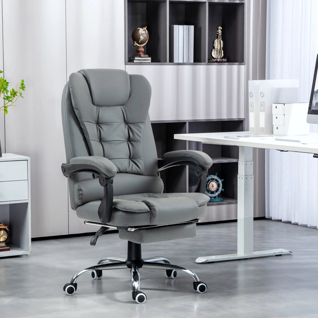 Sedia Ergonomica Reclinabile con Poggiapiedi ¨C Zephmum ¨C Grigio Similpelle