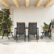 vidaXL Set da Pranzo da Giardino 7 pz Nero in Alluminio