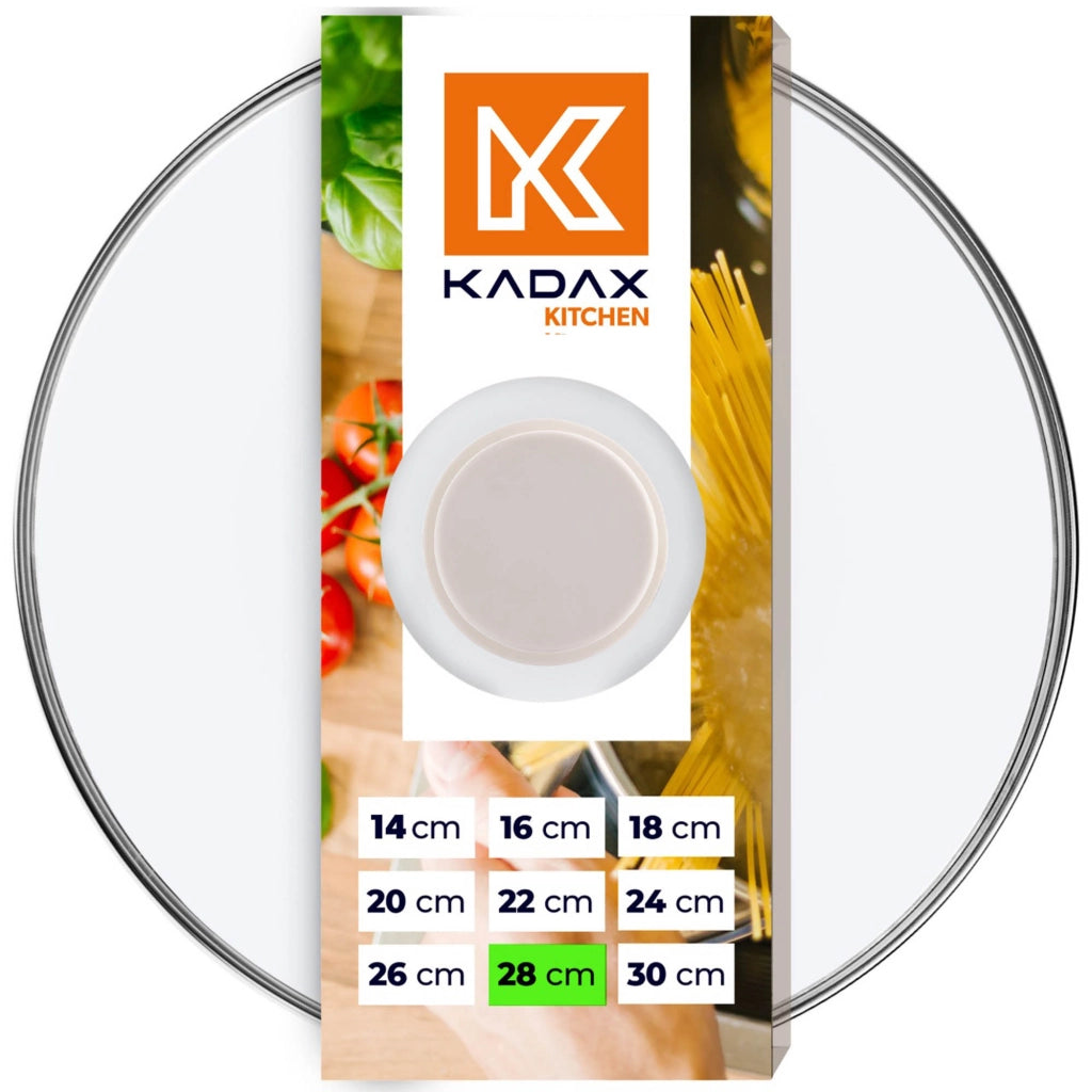 Coperchio in vetro KADAX da 28 cm, universale, resistente al calore, per pentole e padelle.