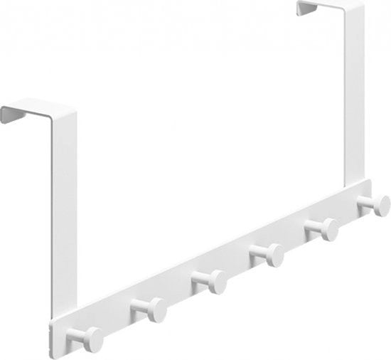 Capocassettto in metallo - 6 ganci per porta - Bianco - Organizzatore per capocassettto - Capocassettto per porta - Capocassettto per organizzare asciugamani e indumenti - Capocassettto per parete - Supporto per appendiabiti