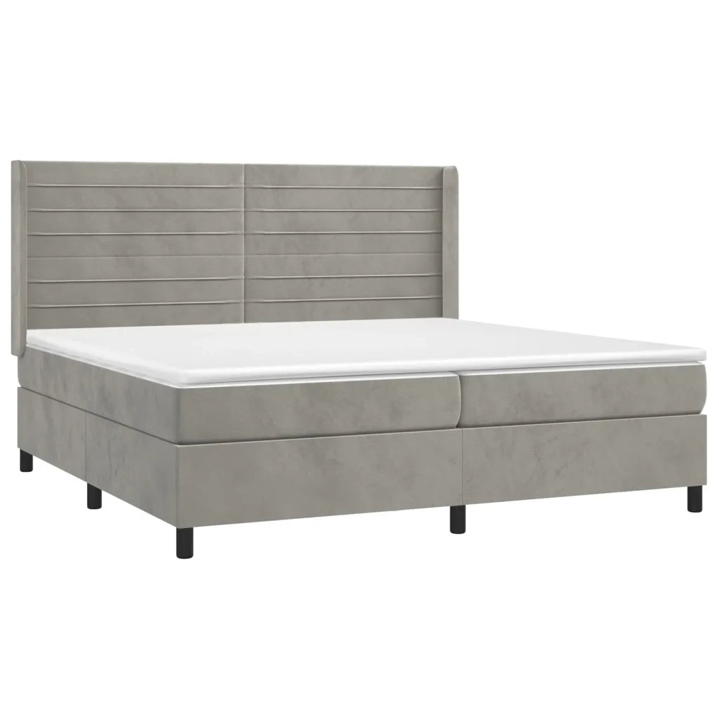 Giroletto a Molle con Materasso Grigio Chiaro 200x200cm Velluto 3132759