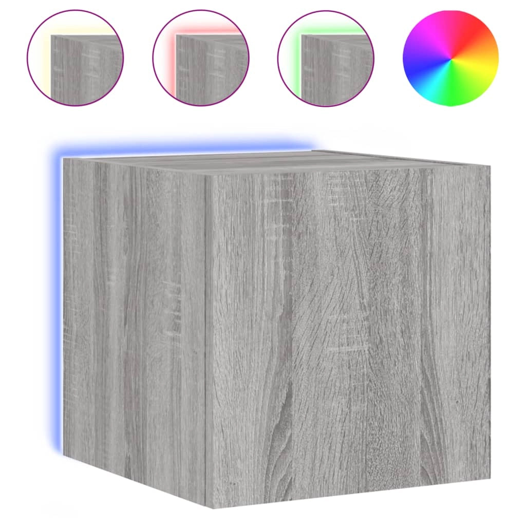 Mobile TV multimediale mensola TV credenza TV mobile TV a parete per sala da pranzo soggiorno camera da letto con luci LED Sonoma 30,5 x 35 x 30 cm grigio 02_0028044