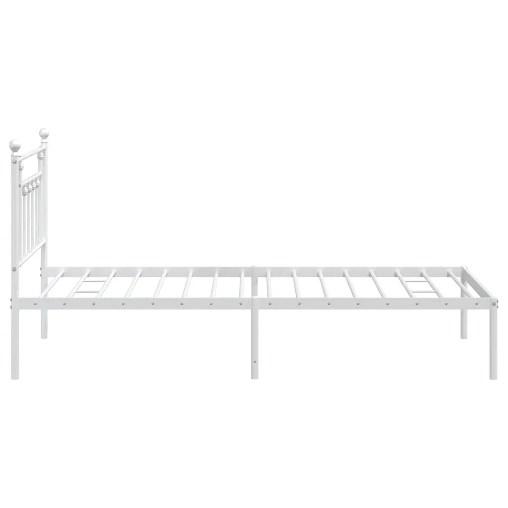Letto singolo | Letto per adulti | Giroletto con Testiera Metallo Bianco 107x203 cm
