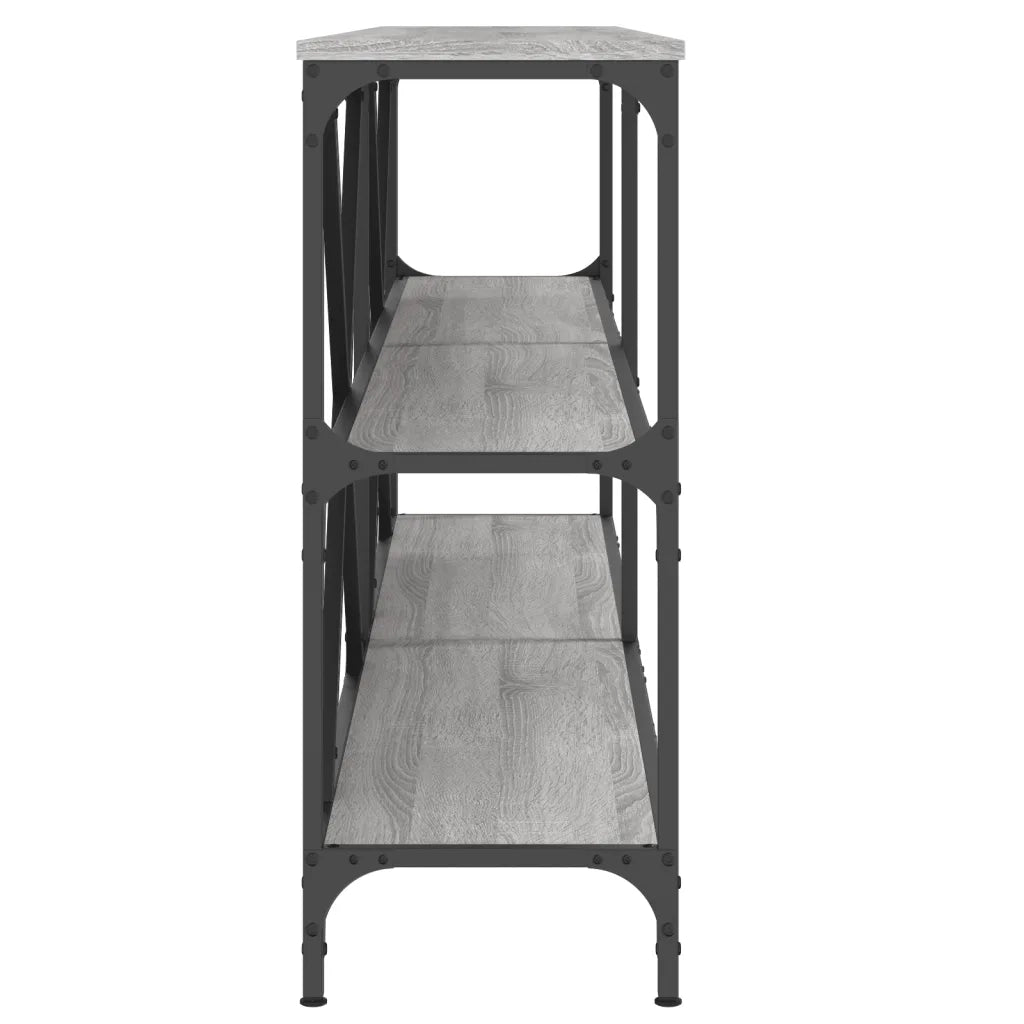 Tavolino Grigio Sonoma 180x30x75cm in Legno Multistrato e Ferro 832856