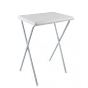 Tavolino Alto 52x38x68 h cm in Metallo e PVC Bianco