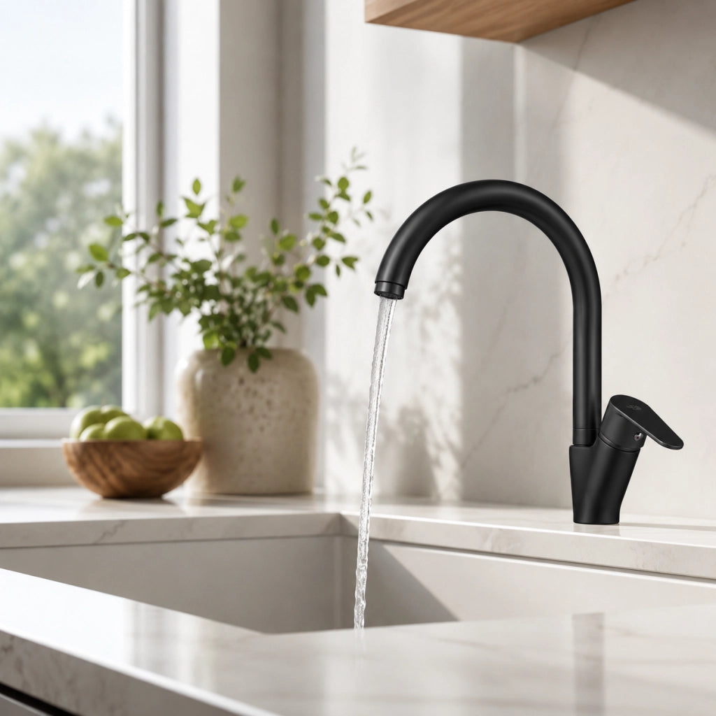 MISCELATORE MONOCOMANDO LAVELLO CANNA ALTA SERIE LIZZY- Nero opaco- DH- pezzi 1