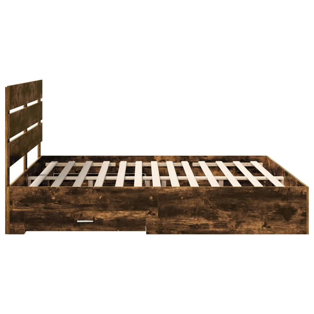 Letto matrimoniale | Letto per adulti | Struttura del letto Rovere fum¨¦ 200 x 200 cm Legno multistrato
