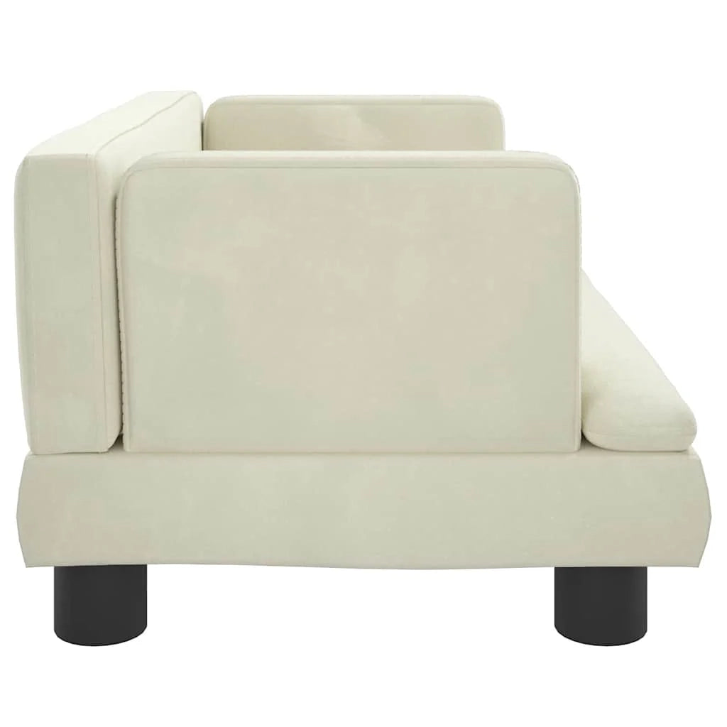 Cuccia per cani a forma di cesto comoda 60 x 40 x 30 cm velluto crema 02_0042727