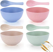 800 ml contenitore per cereali/salatiera grande, set di 4, diametro 14 cm, contenitore per cereali non frantumabile in plastica, BPA-free, leggero, ecocompatibile, per zuppe, riso, noodle, insalata, piatti, vassoio per frutta, adulti