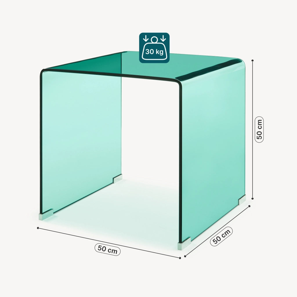 Tavolino da Salotto Varlofrek in Vetro 50 x 50 x 50 cm - Verde [en.casa]